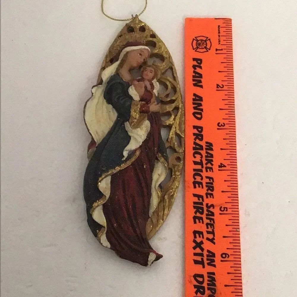 Vintage Mary and baby Jesus Christmas ornament